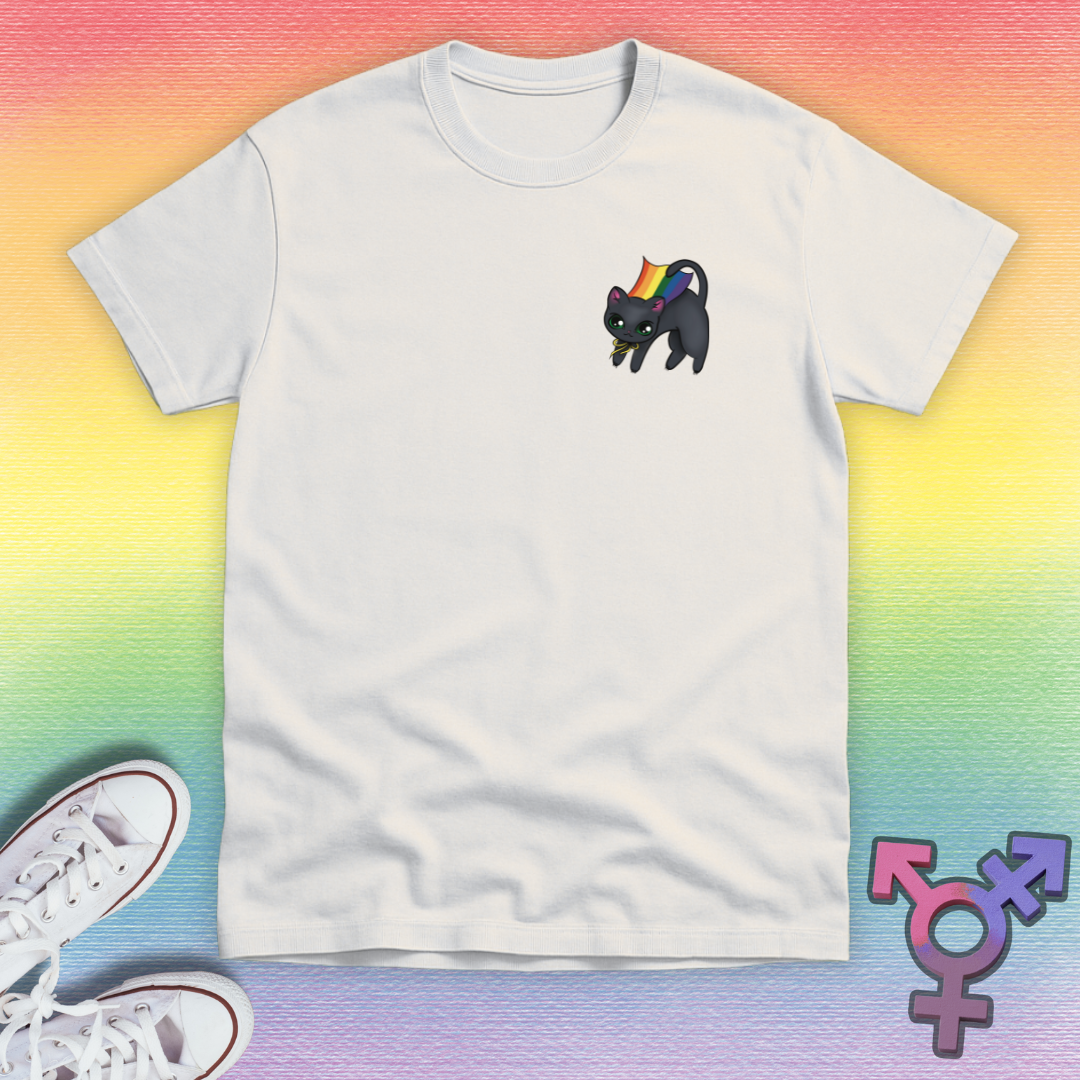 Gray Superhero Cat Pocket T-shirt